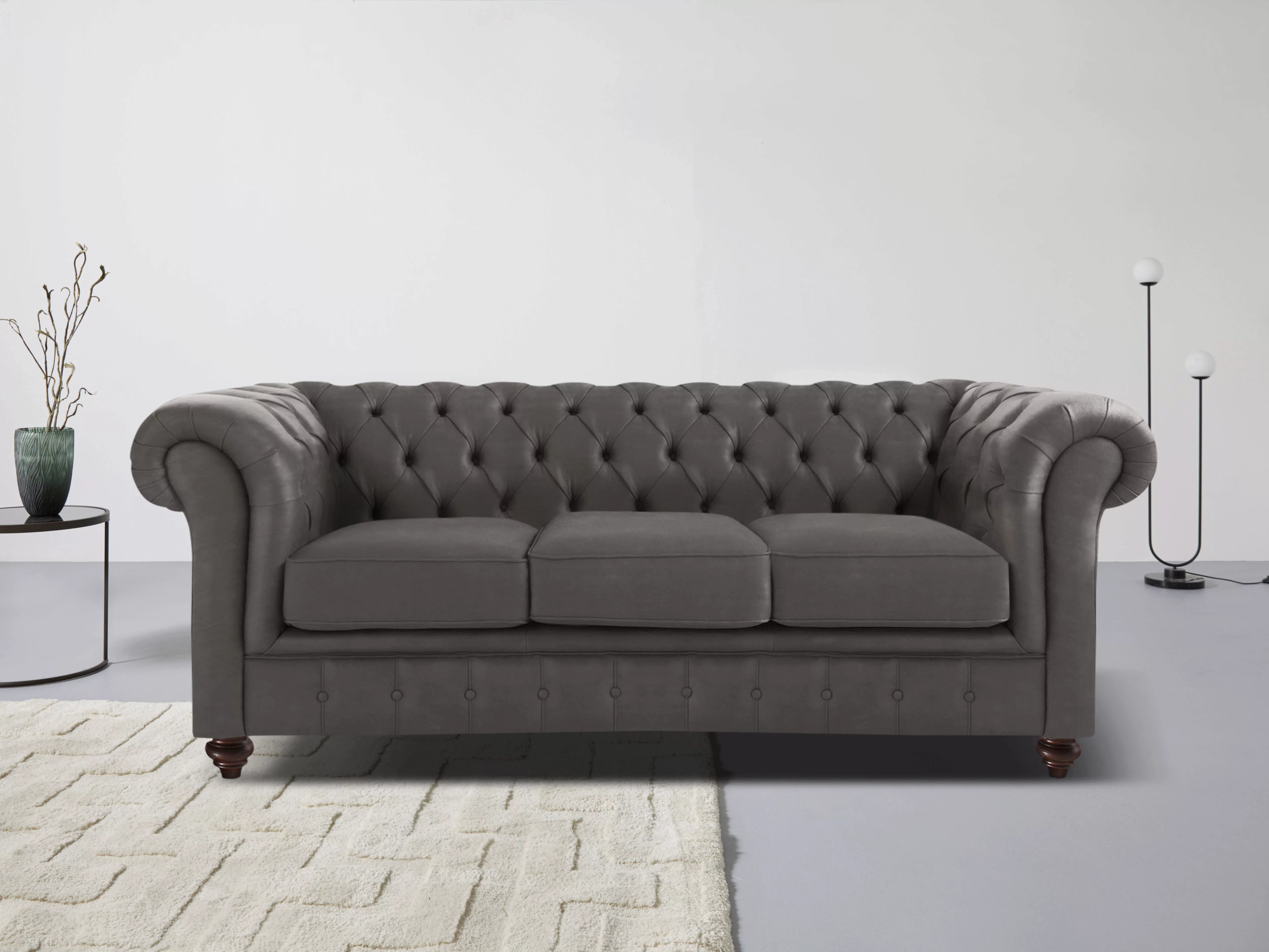 Home affaire Chesterfield-Sofa "Chesterfield 3-Sitzer B/T/H: 198/89/74 cm", günstig online kaufen