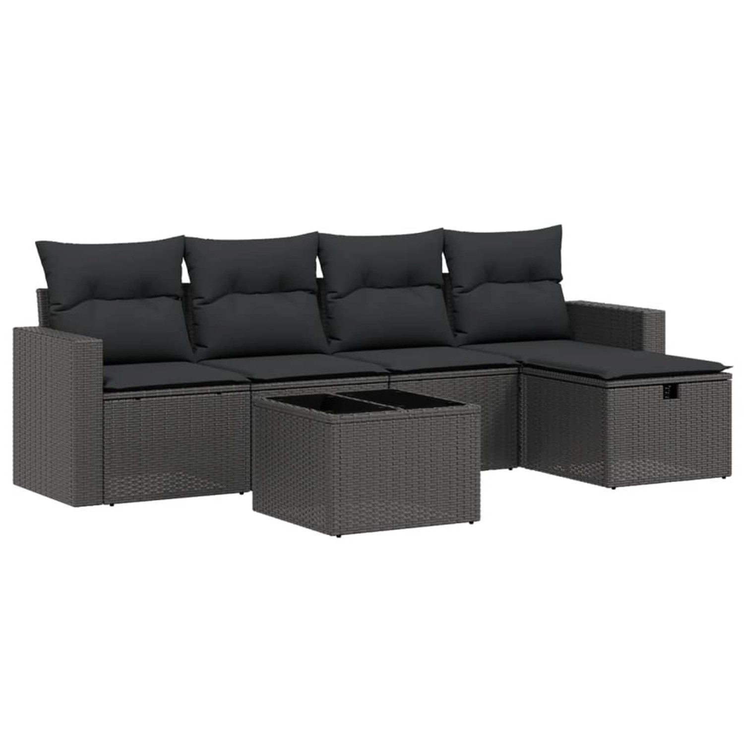 vidaXL 6-tlg Garten-Sofagarnitur mit Kissen Schwarz Poly Rattan Modell 186 günstig online kaufen