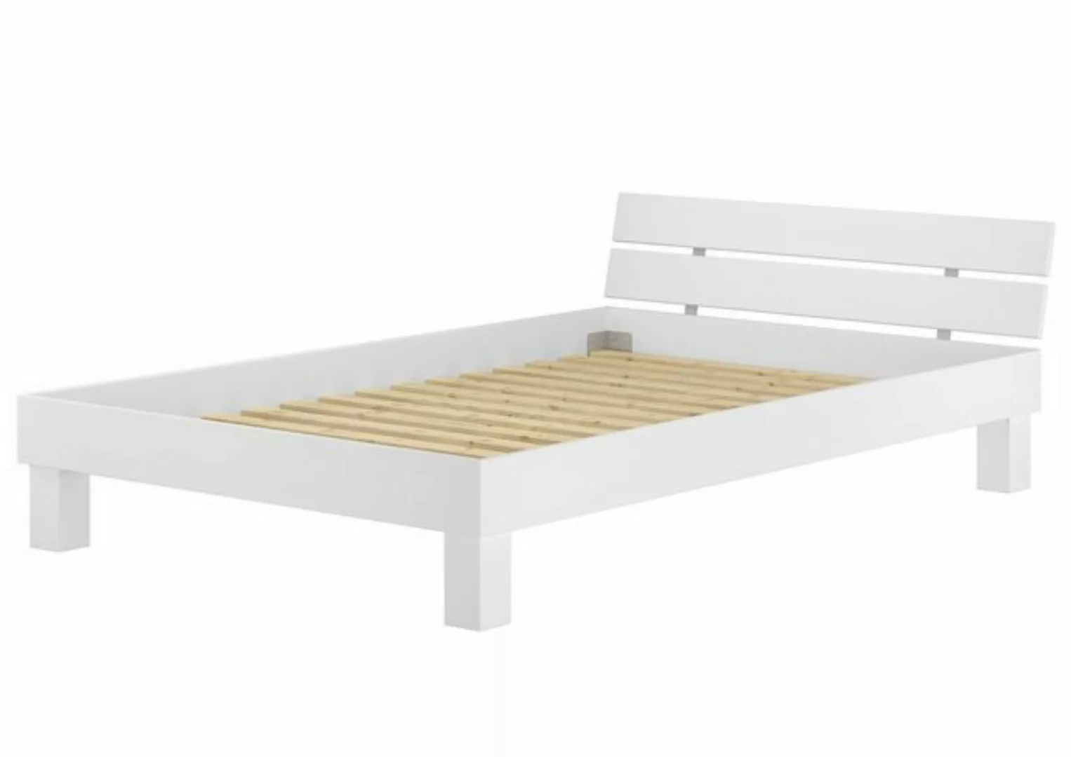 ERST-HOLZ Einzelbett Ehebett Doppelbett Buche massiv überlang weiß 140x220, günstig online kaufen