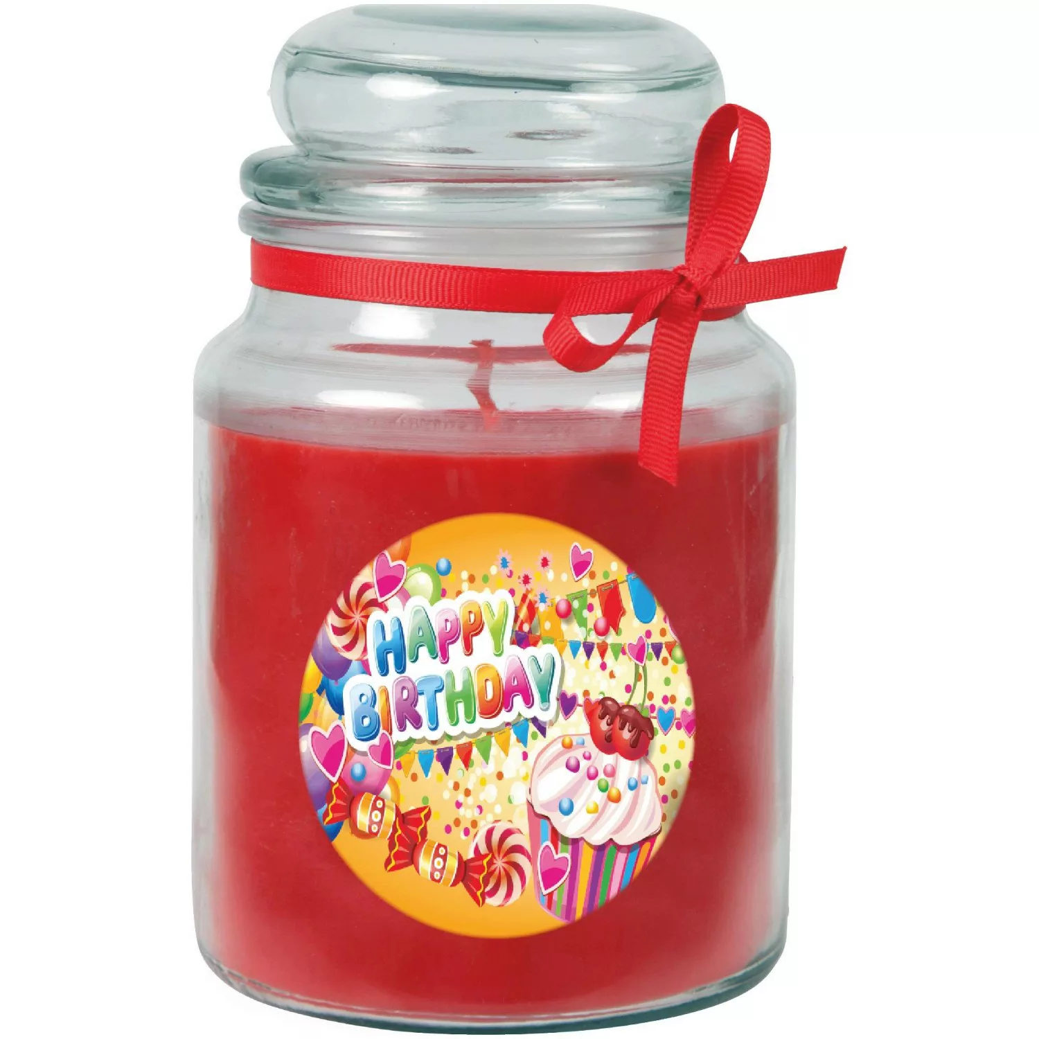 HS Candle Duftkerze & Glas Happy Birthday Bonbon Rose Cupcake günstig online kaufen