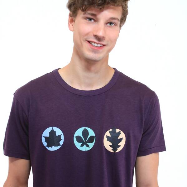 T-shirt "3blätter", Violett, Bedruckt Handsiebdruck günstig online kaufen
