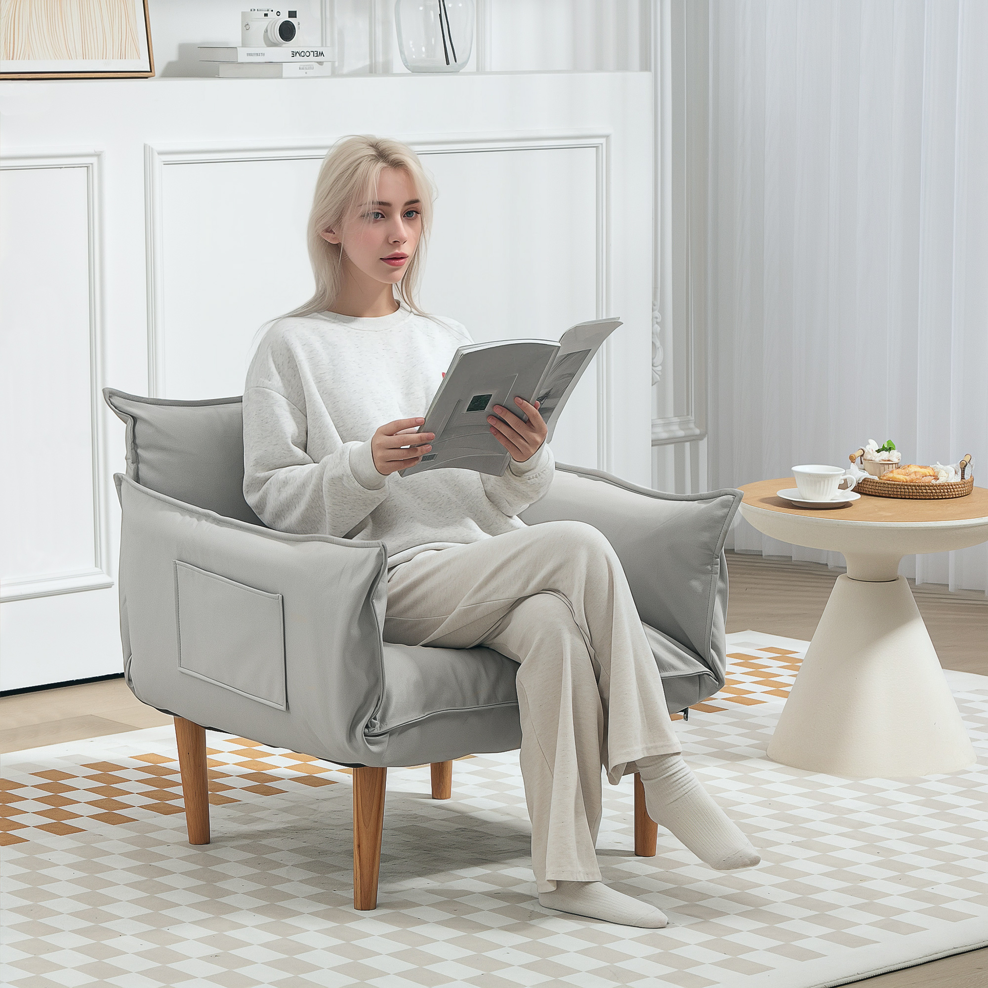 HOMCOM 2-in-1 Sessel, Loungesessel mit Kissen, Bodensessel mit Verstellbare günstig online kaufen