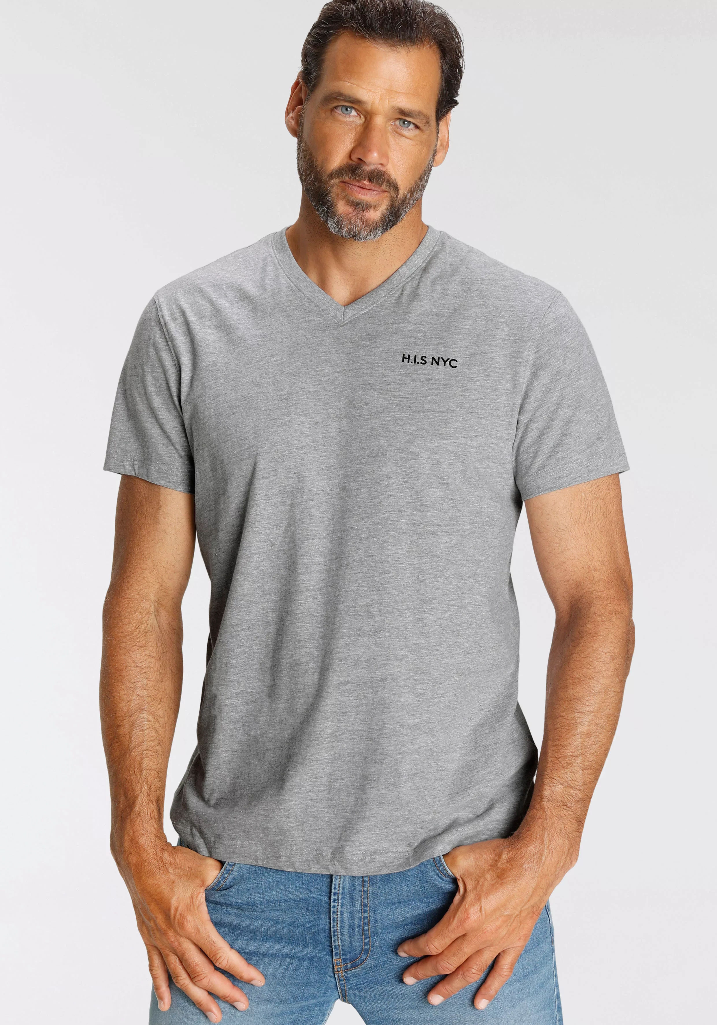 H.I.S V-Shirt, mit kleinem Brustprint günstig online kaufen