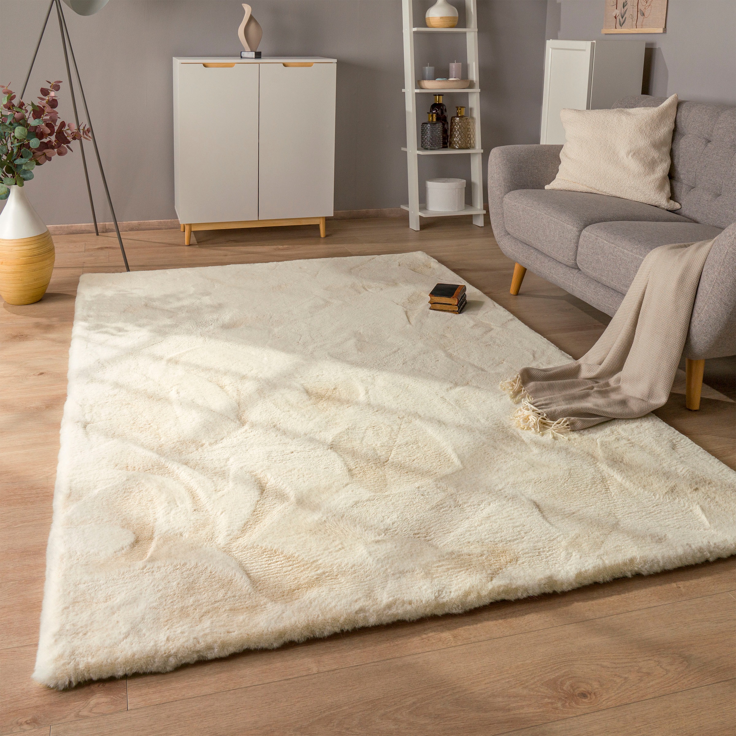 Paco Home Hochflor-Teppich »Rabbit Deluxe 860«, rechteckig, 39 mm Höhe, Kun günstig online kaufen