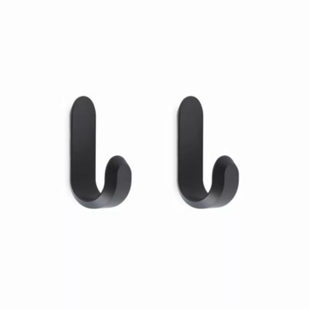 Wandhaken Curve Mini metall schwarz / Metall - 2er-Set - H 5,8 cm - Normann günstig online kaufen