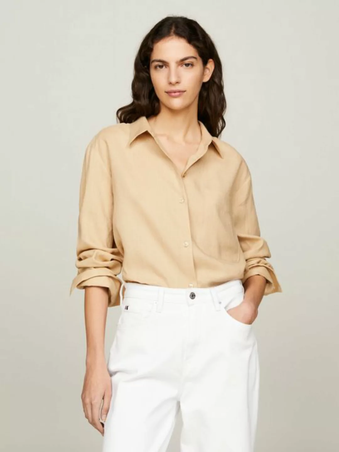 Tommy Hilfiger Hemdbluse LINEN EASY FIT LS SHIRT mit Brusttasche günstig online kaufen