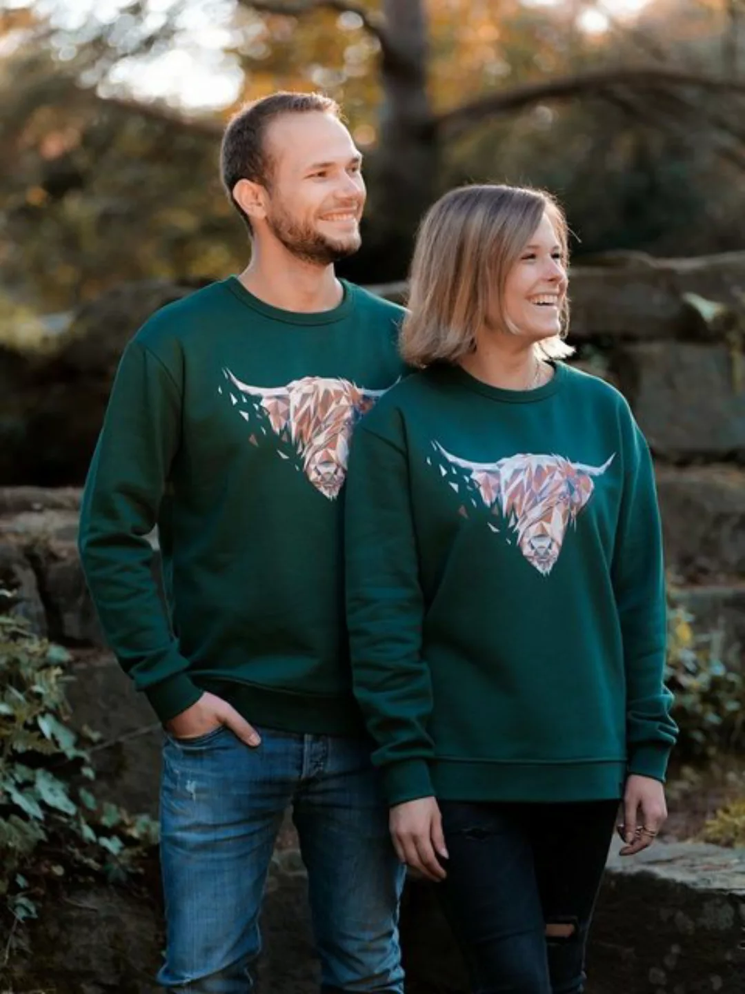CircleStances Sweater Highland-Rind Print Sweater (Bio) Crewneck günstig online kaufen