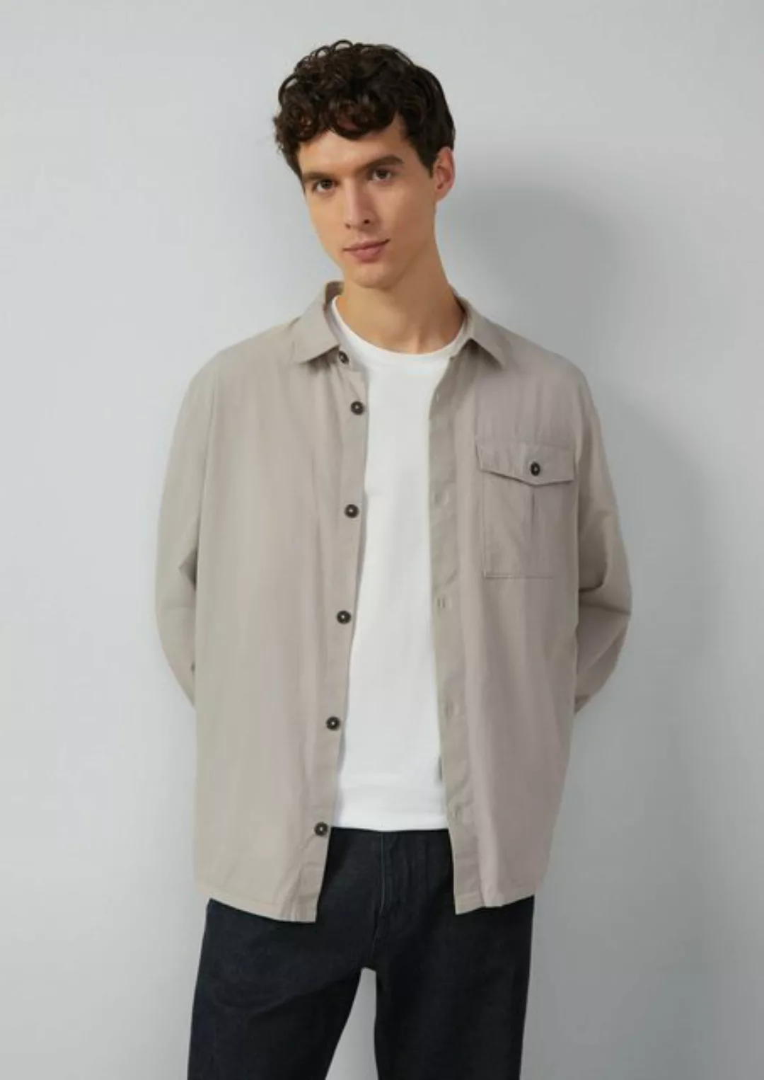 s.Oliver BLACK LABEL Langarmhemd Softes Overshirt im Relaxed Fit mit Eingri günstig online kaufen