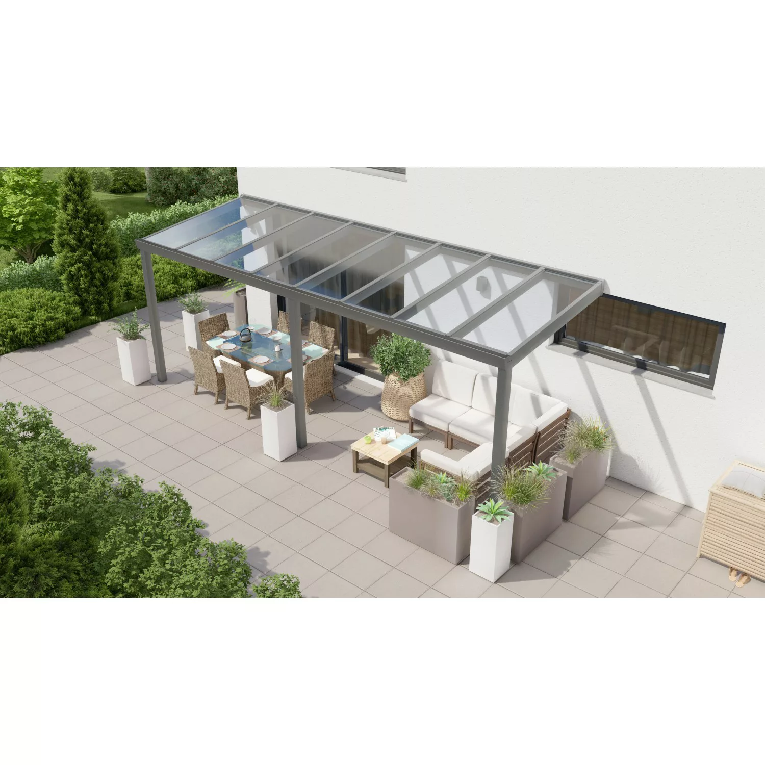 Terrassenüberdachung Professional 600 cm x 350 cm Anthrazit Struktur Glas günstig online kaufen