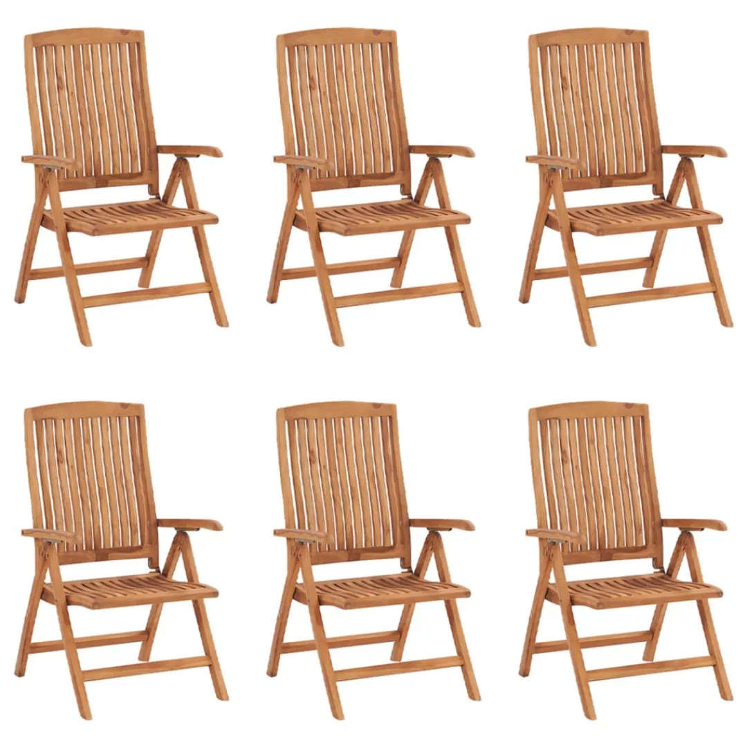 Verstellbare Gartenstühle Mit Auflagen 6 Stk. Massivholz Teak günstig online kaufen