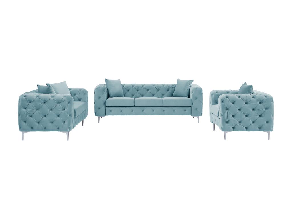 Chesterfield-Sofa 3-Sitzer, 2-Sitzer & Chesterfield-Sessel - Samt - Pastell günstig online kaufen