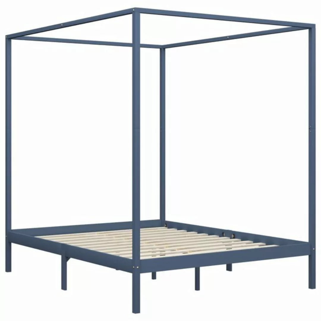 furnicato Bettgestell Himmelbett-Gestell Grau Massivholz Kiefer 180 x 200 c günstig online kaufen