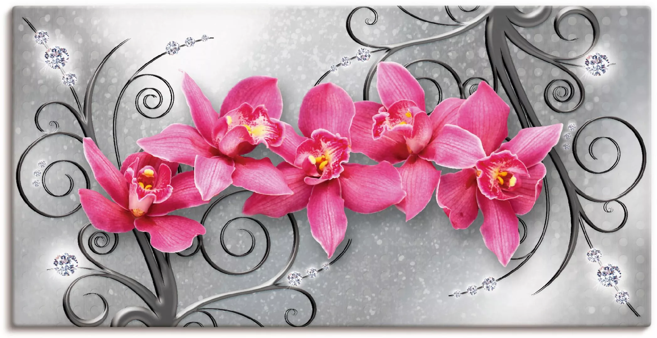 Artland Wandbild »rosa Orchideen auf Ornamenten«, Blumenbilder, (1 St.), al günstig online kaufen