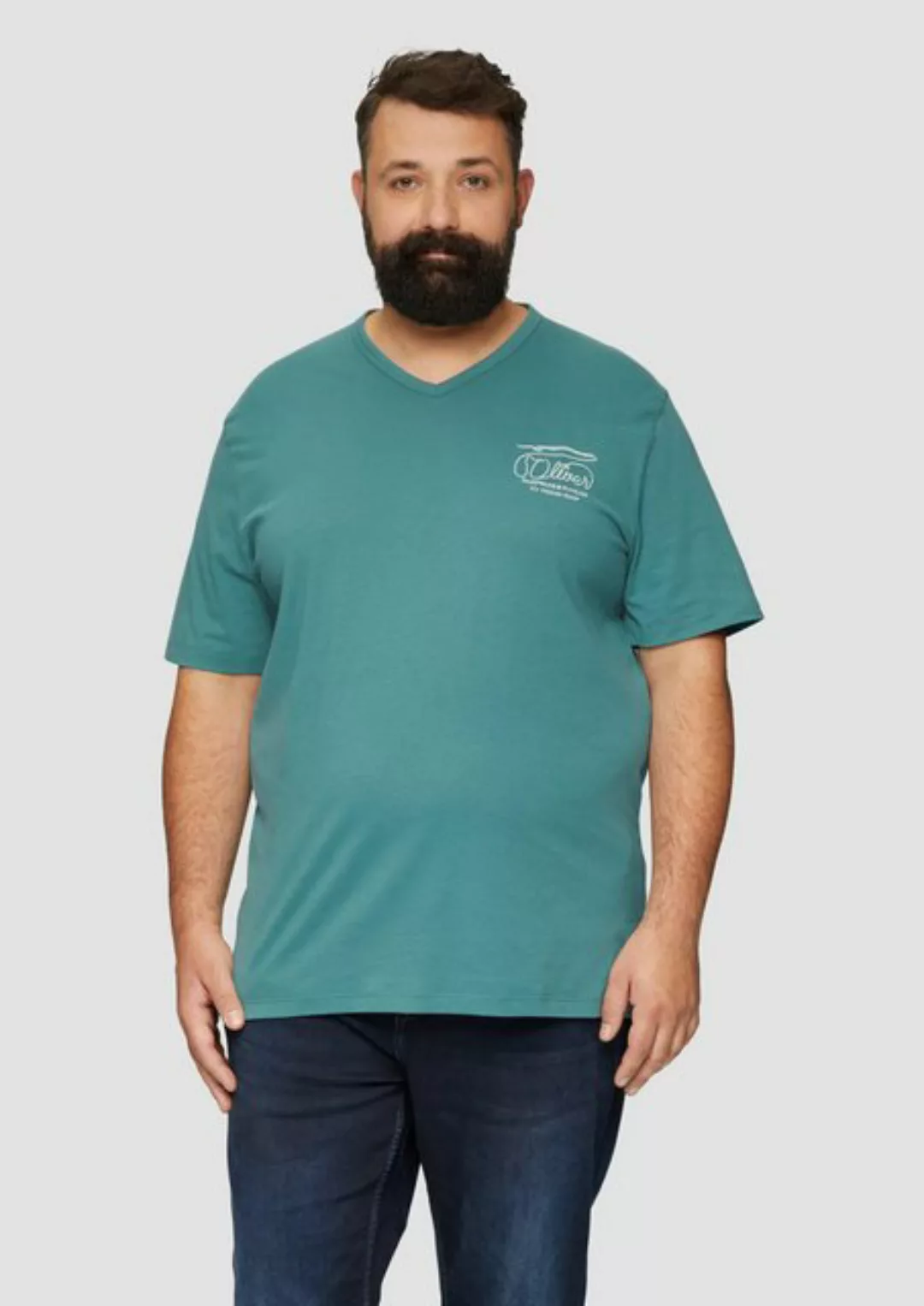 s.Oliver Kurzarmshirt T-Shirt mit Logo-Stickerei Stickerei günstig online kaufen