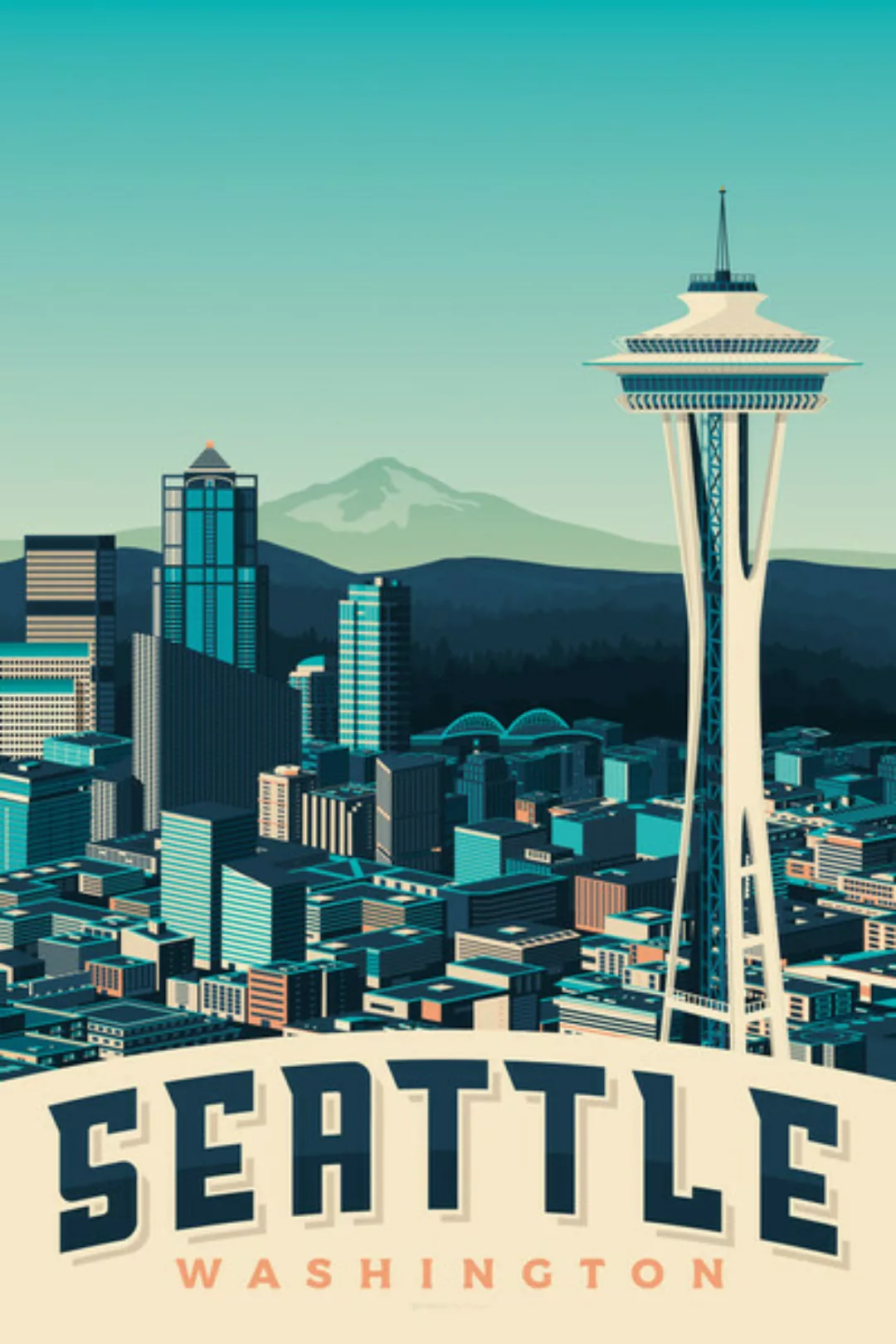 Poster / Leinwandbild - Seattle Vintage Travel Wandbild günstig online kaufen