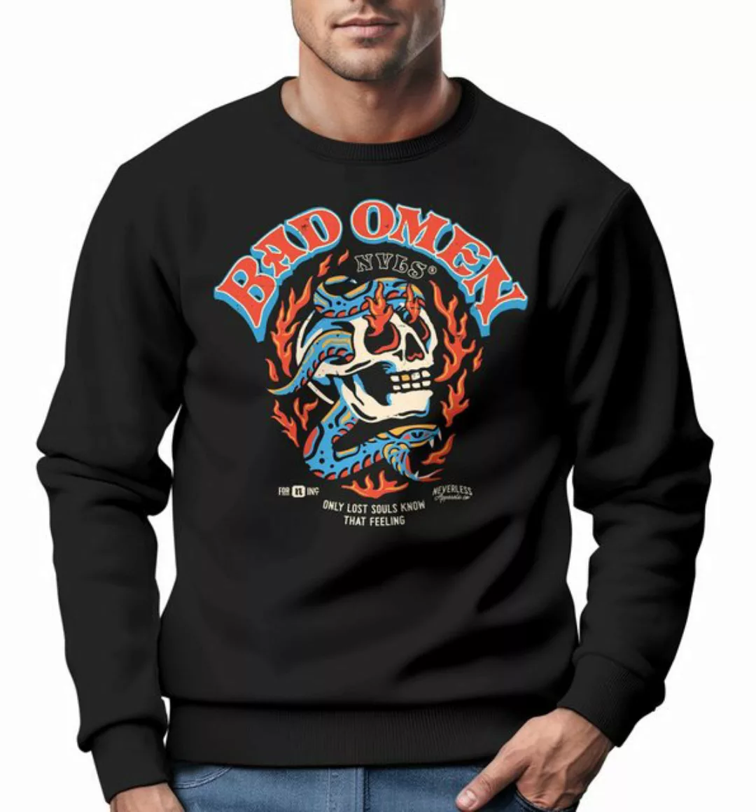 Neverless Sweatshirt Sweatshirt Herren Print Skull Totenkopf Grafik Biker D günstig online kaufen