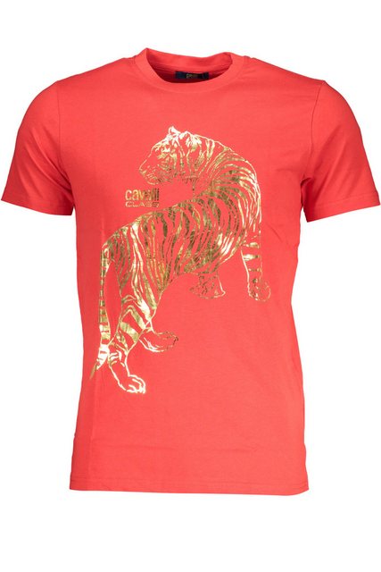 Cavalli Class T-Shirt Herren T-Shirt Rot Mit Print & Rundhals - Ideal günstig online kaufen