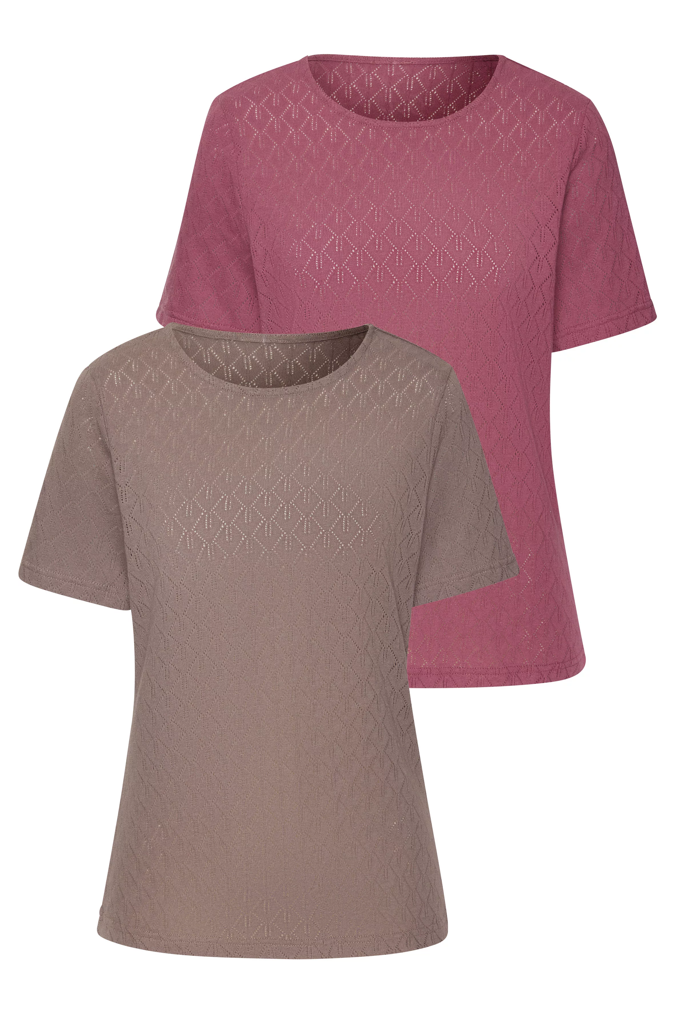 Vivance Kurzarmshirt "mit modischem Ajour-Muster", (2er-Pack), aus weicher günstig online kaufen