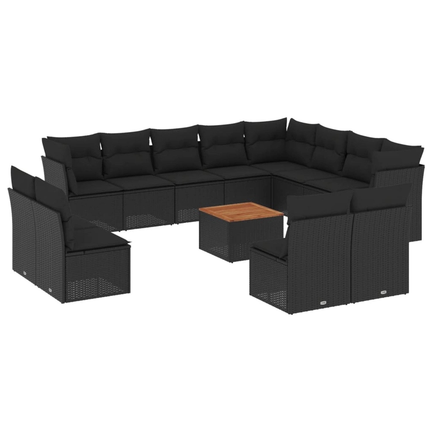 vidaXL 13-tlg Garten-Sofagarnitur mit Kissen Schwarz Poly Rattan Modell 43 günstig online kaufen