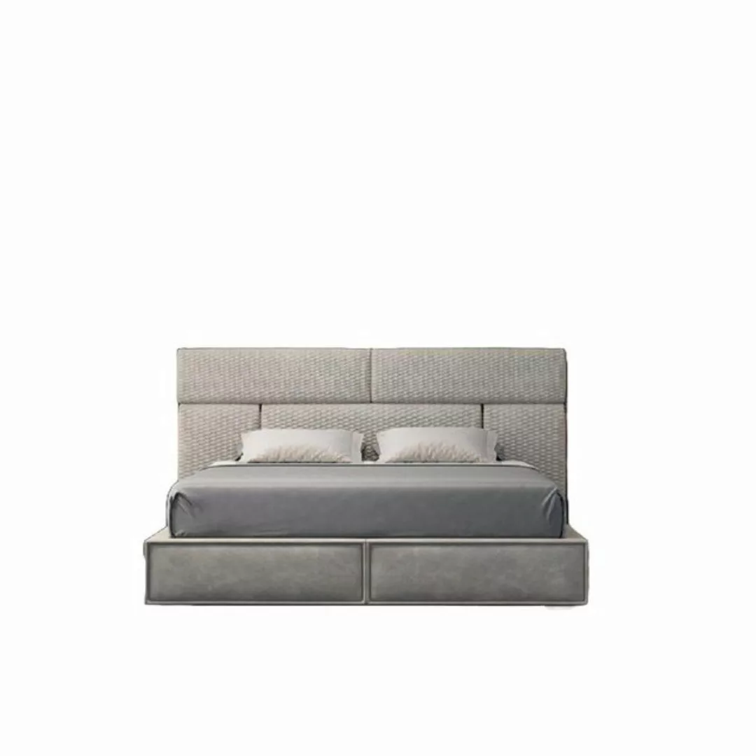 JVmoebel Bett Graues Doppelbett Design Betten Schlafzimmer Möbel Lederbett günstig online kaufen