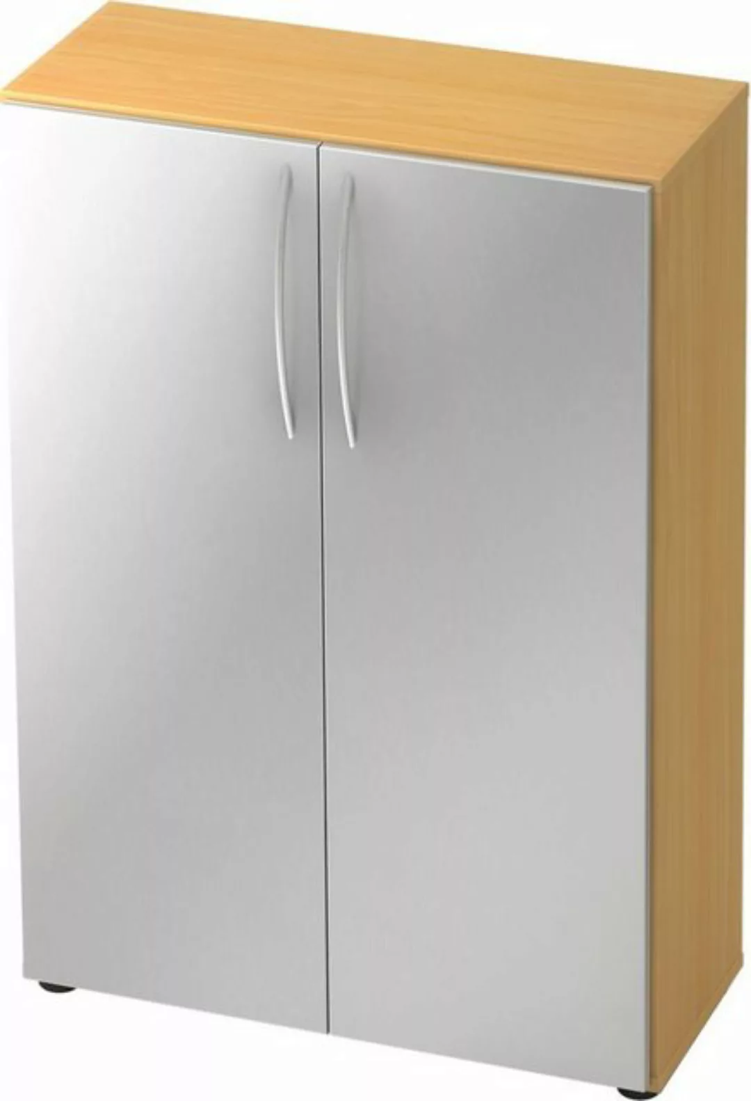 Aktenschrank Schrank Basic 3OH BxTxH 80x33x114,4cm Griff BM Nussbaum/Silber günstig online kaufen