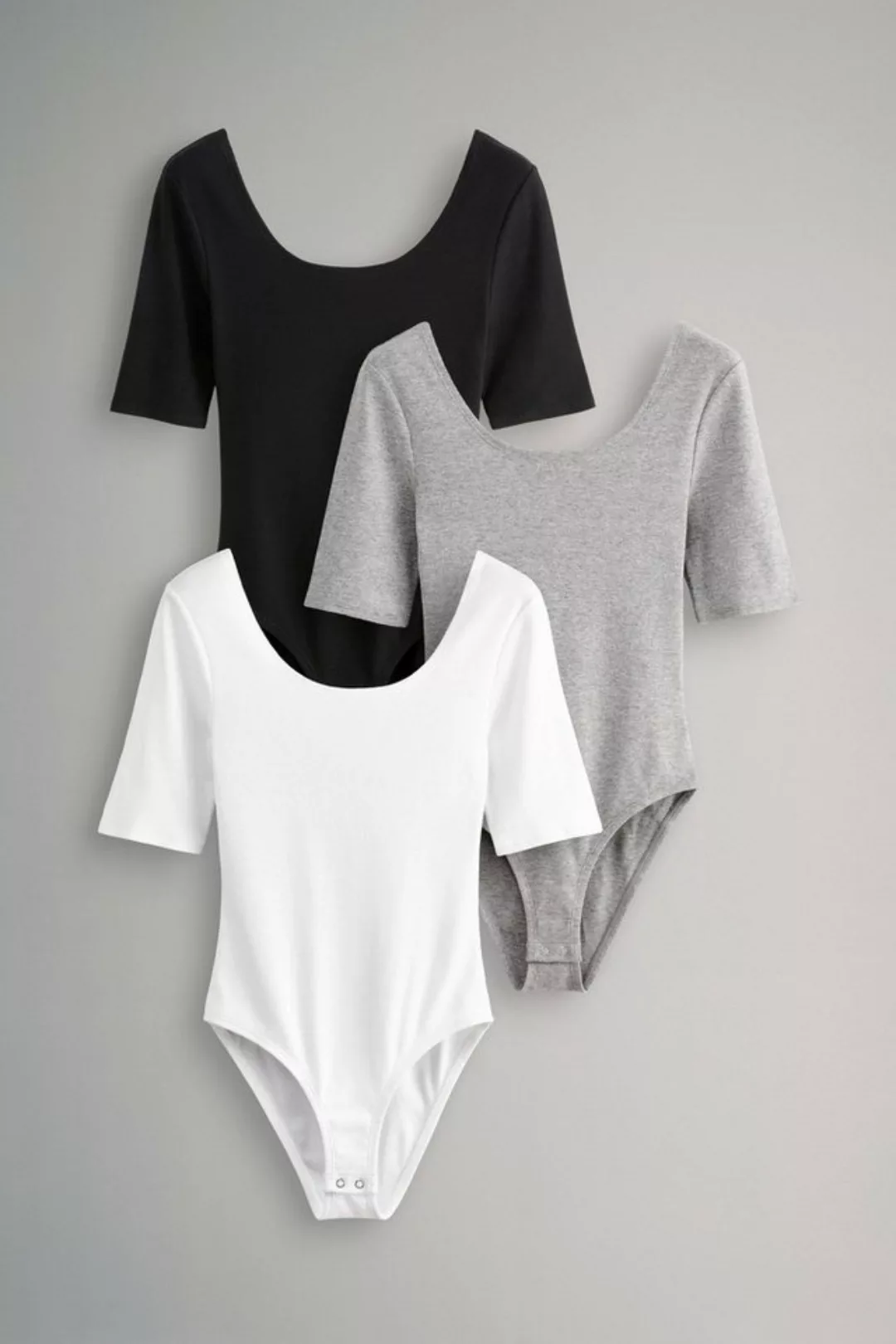 The Set Shirtbody 3er-Pack The Set gerippte Bodysuits, U-Ausschnitt (3-tlg) günstig online kaufen