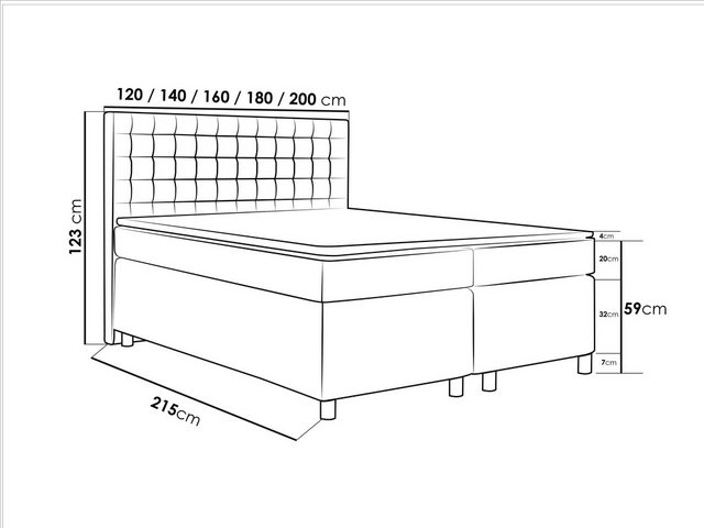 WFL GROUP Boxspringbett mit Topper IMALIA, Samt Doppelbett mit Bettkasten günstig online kaufen