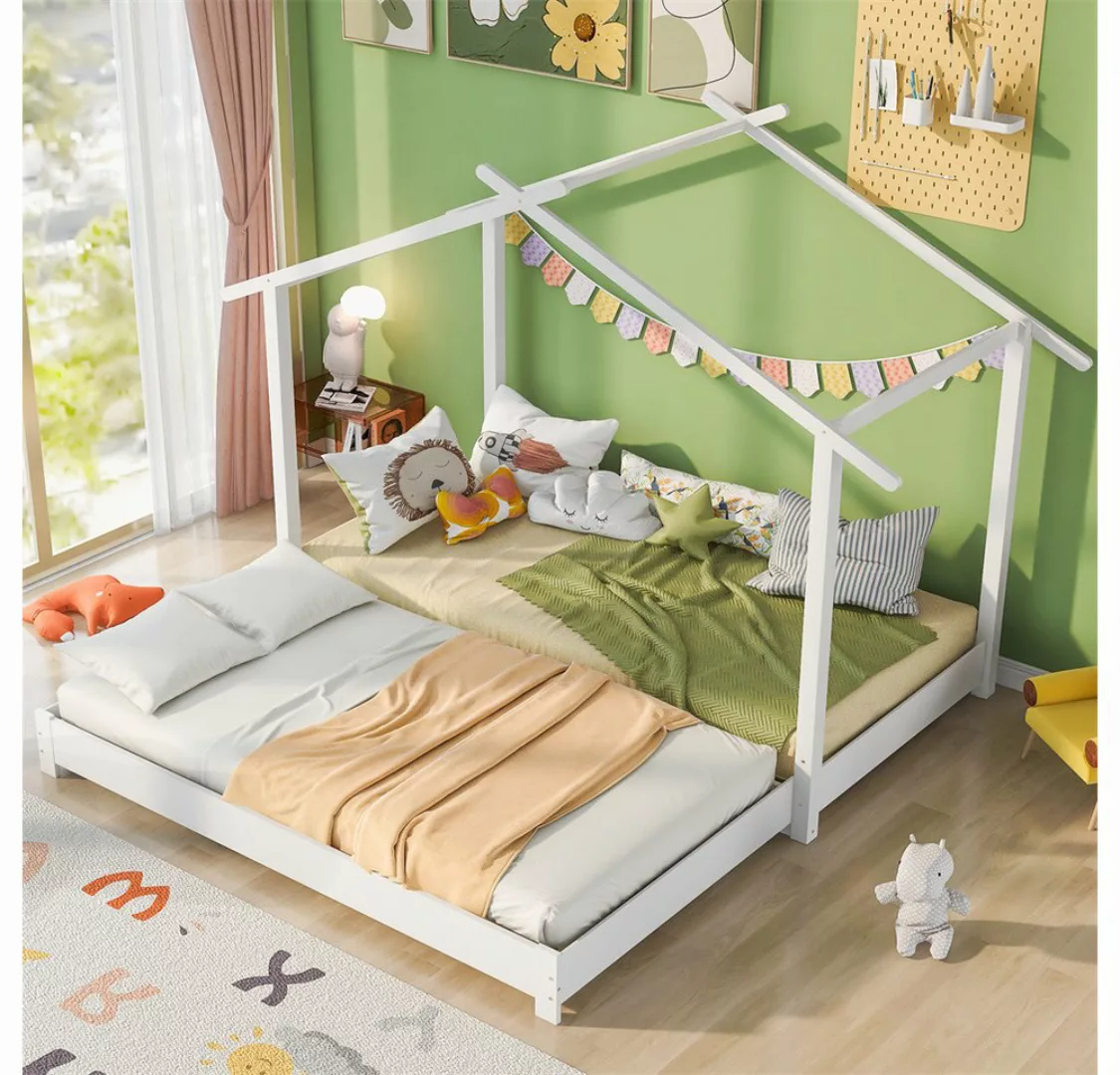 XDeer Massivholzbett Hausbett 90 /180 x 190cm Holz Kinderbett für Jungen&Mä günstig online kaufen