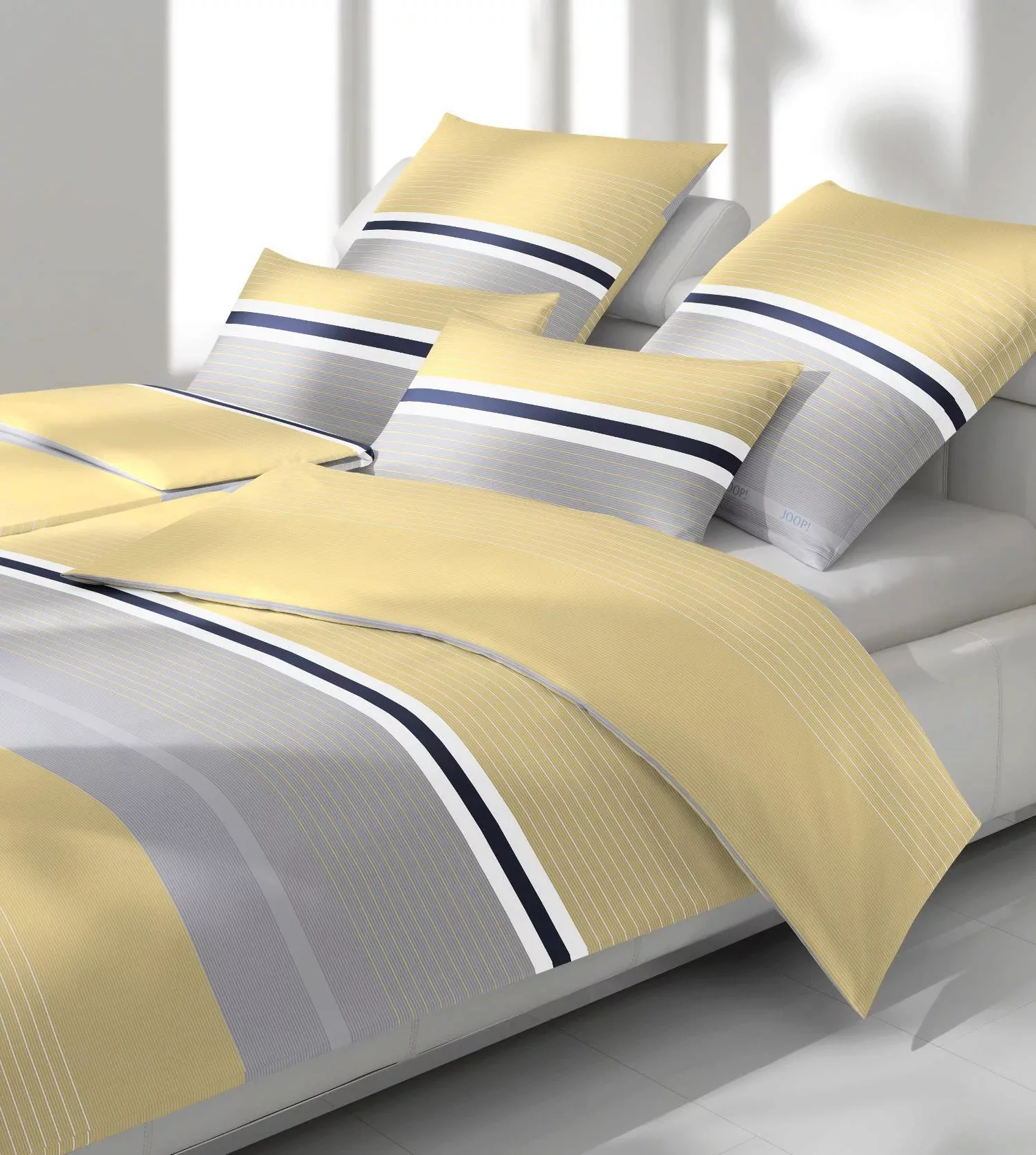 JOOP! Comfort Satin Bettwäsche Fit 4091-3 Lemon Gelb Grau 155x220 günstig online kaufen