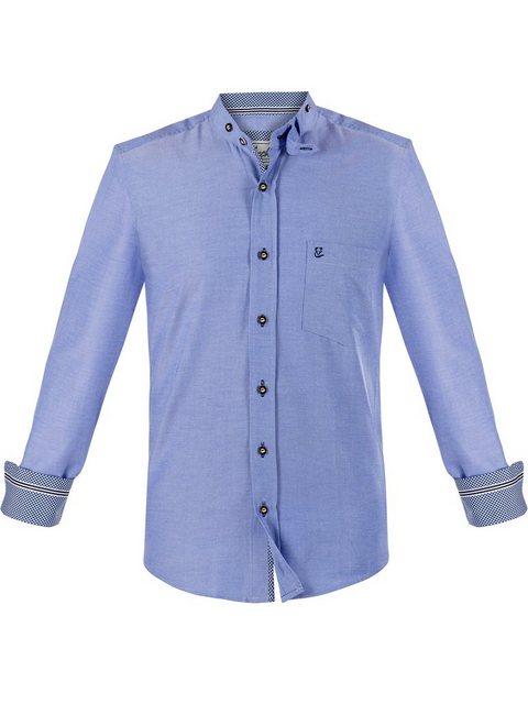 FUCHS Trachtenhemd Hemd Christoph blau mit Stehkragen günstig online kaufen