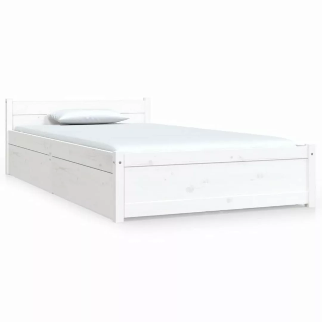 vidaXL Bettgestell Bett mit Schubladen Weiß 90x200 cm Bett Bettgestell Einz günstig online kaufen