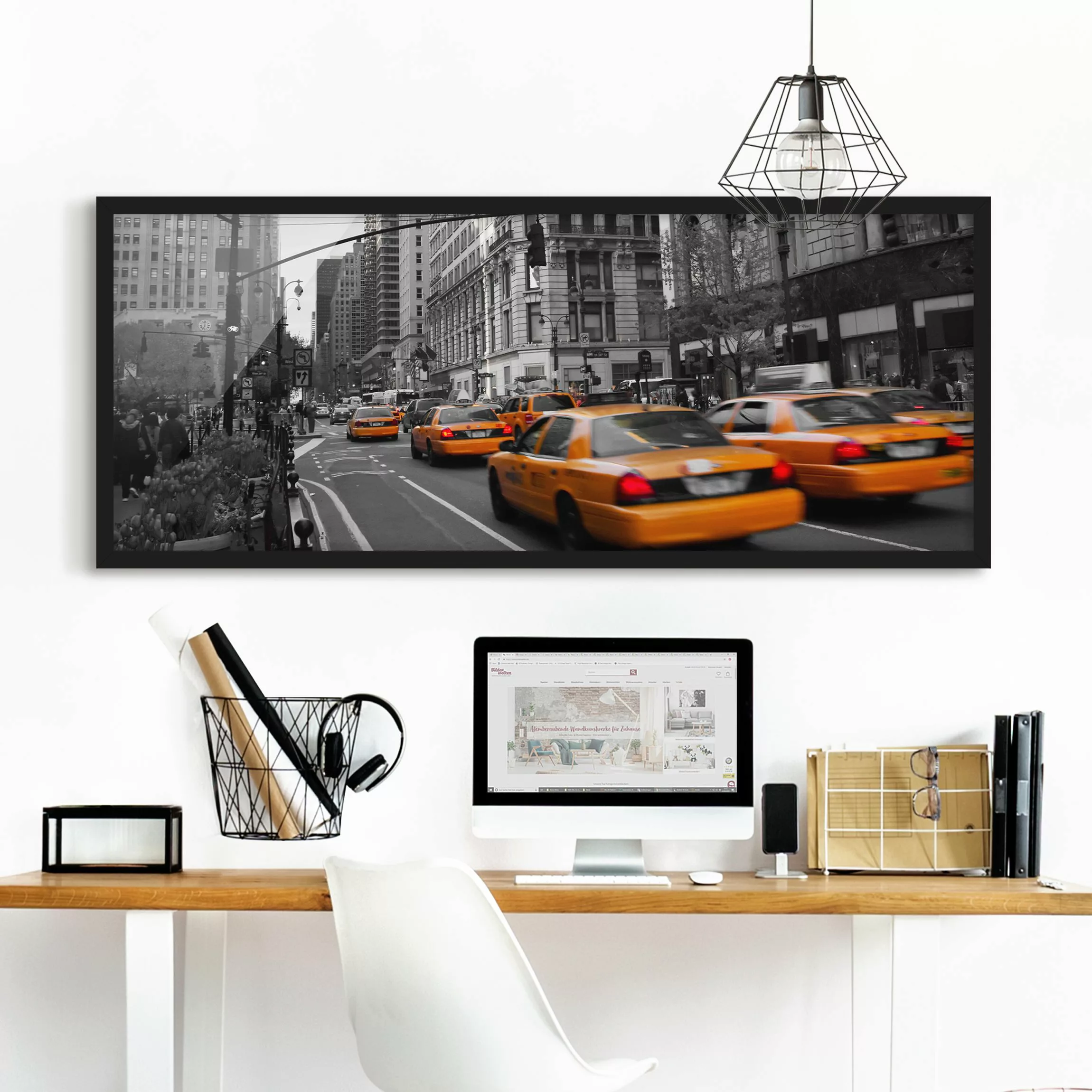 Bild mit Rahmen Architektur & Skyline - Panorama New York, New York! günstig online kaufen