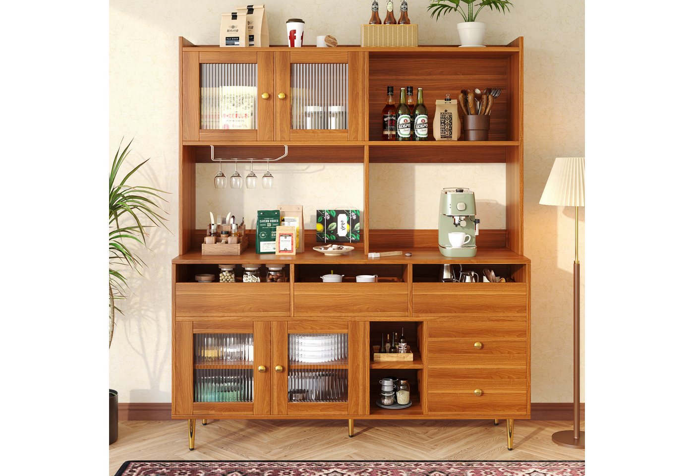 Flieks Hochschrank Küchenbuffet (145x39x171 cm, 1-St) Küchenschränke mit Ar günstig online kaufen