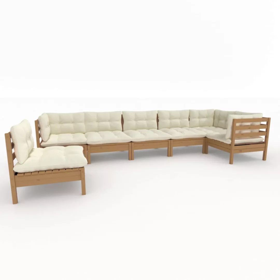 7-tlg. Garten-lounge-set Mit Kissen Honigbraun Kiefernholz günstig online kaufen