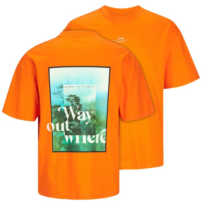 Jack & Jones Rundhalsshirt Große Größen Herren T-Shirt orange Rückenprint J günstig online kaufen