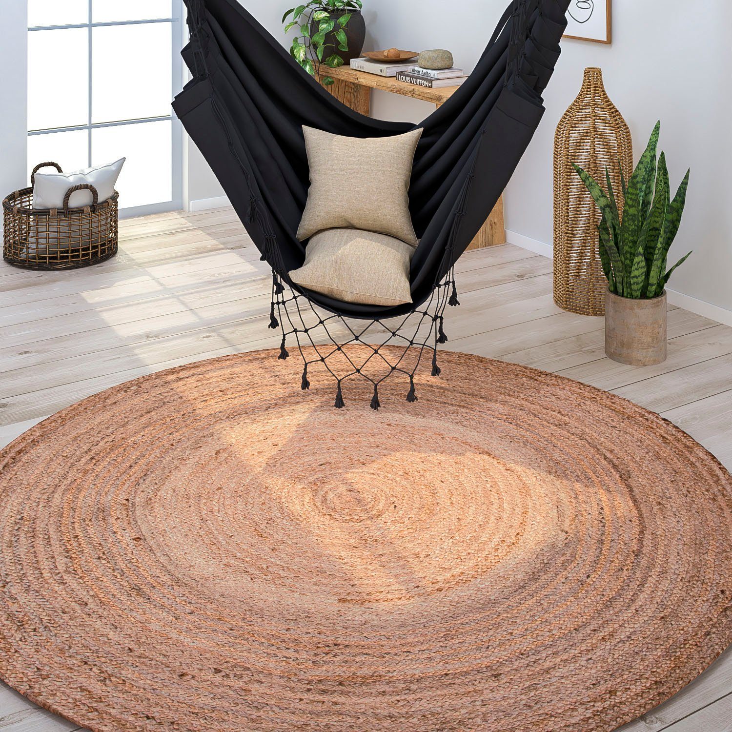 Paco Home Teppich »Viborg 595«, rund, 13 mm Höhe, Jute, Modern, Boho, Handg günstig online kaufen