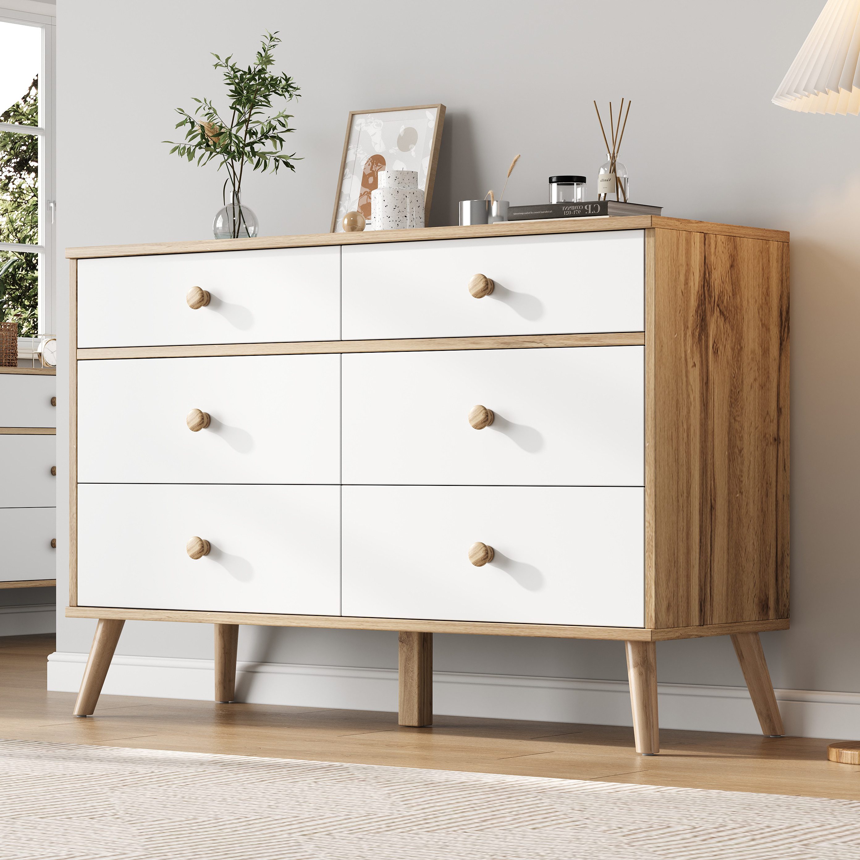 Merax Sideboard in Holzfarben und Weiß günstig online kaufen