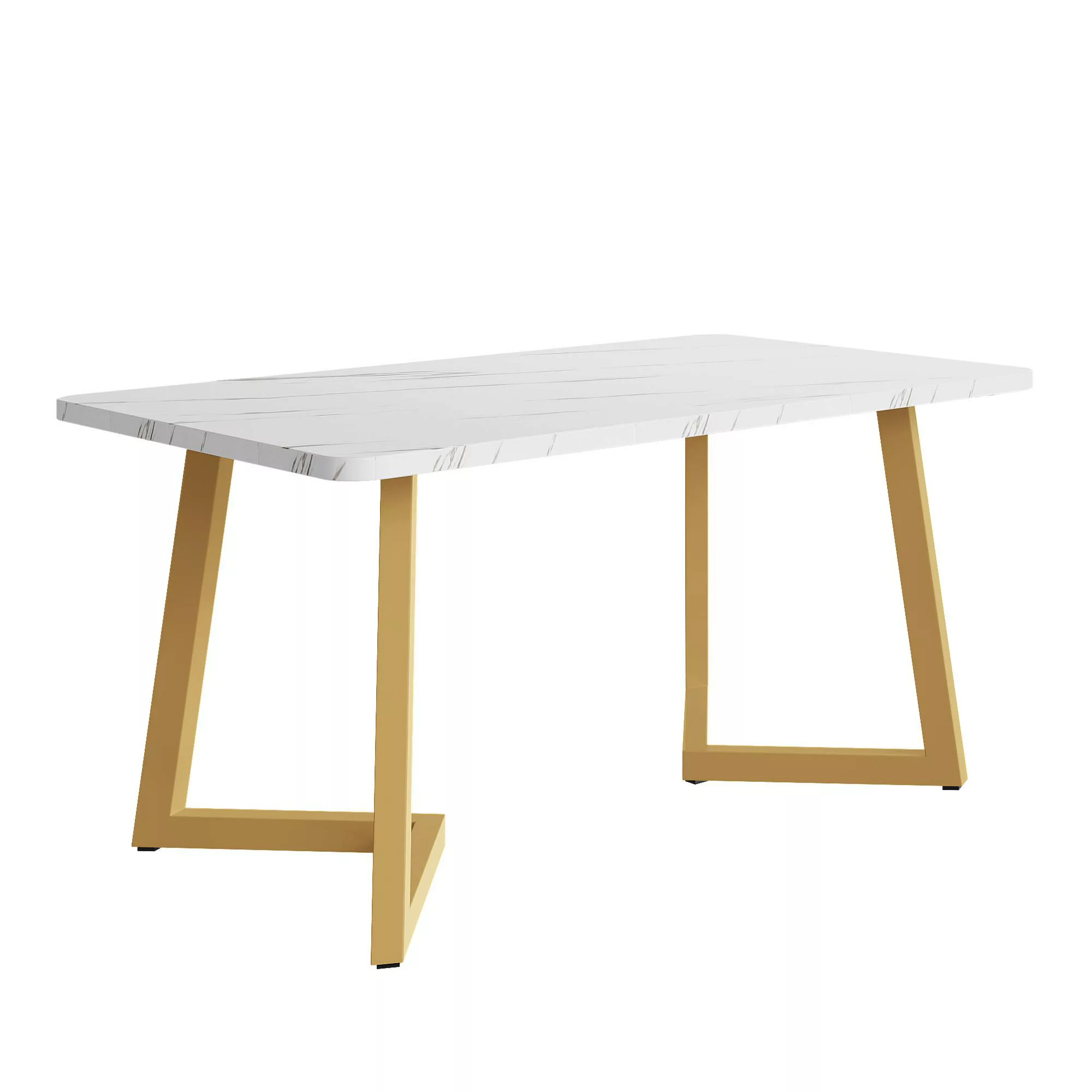 Rechteckiger Esstisch 117x68cm, MDF-Tischplatte in Marmoroptik, goldene Met günstig online kaufen