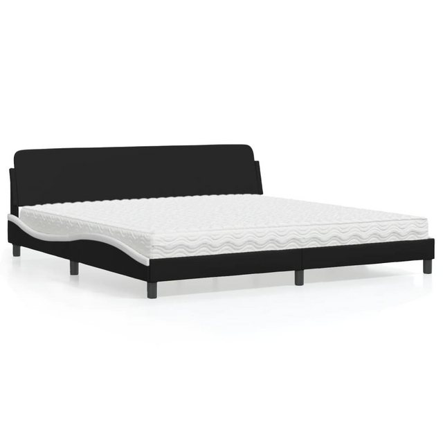 vidaXL Bett Bett mit Matratze Schwarz und Weiß 200x200 cm Kunstleder günstig online kaufen