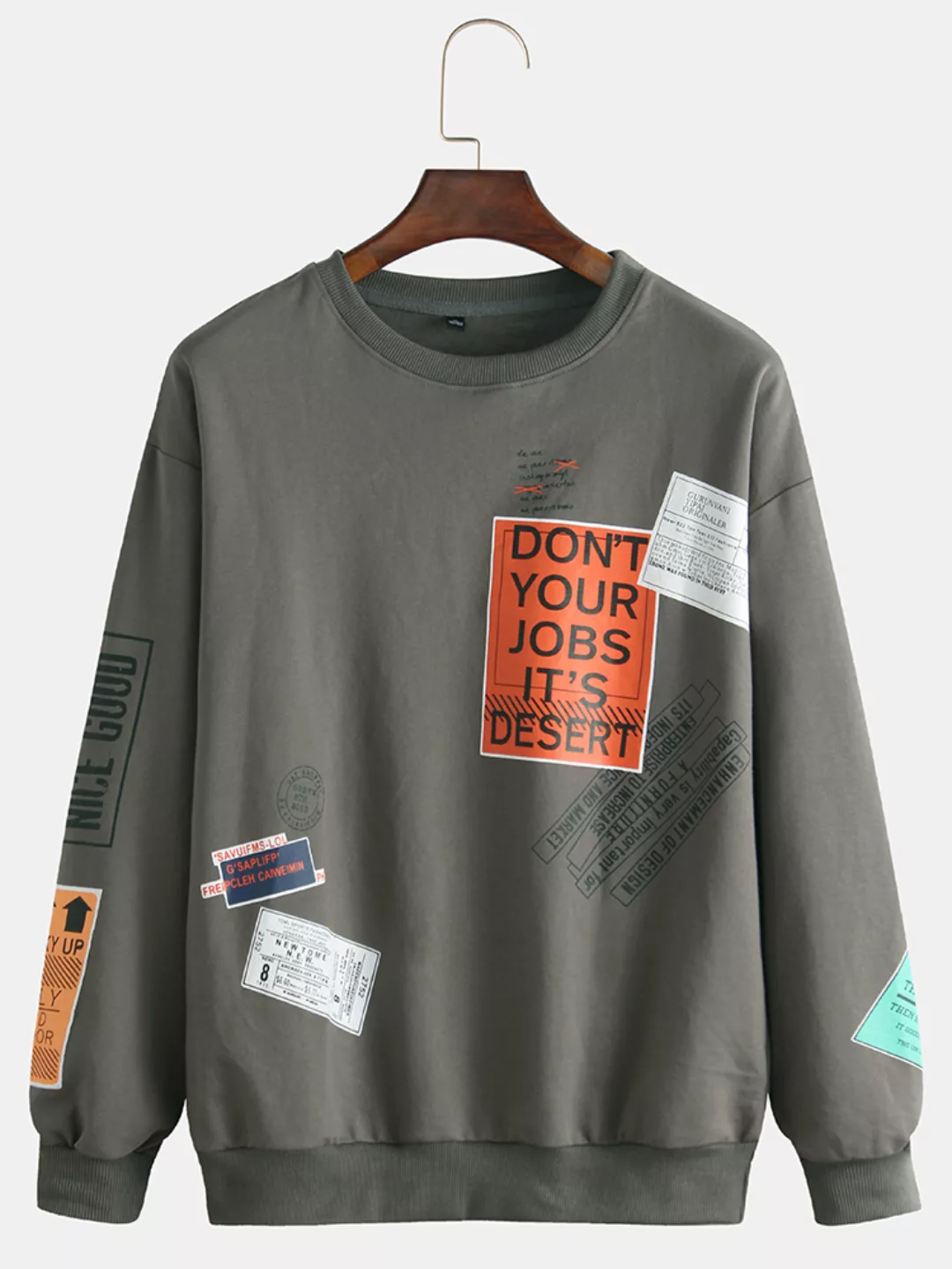 Herren Cool Pattern Grafik Slogan Print O-Neck Pullover Sweatshirt günstig online kaufen