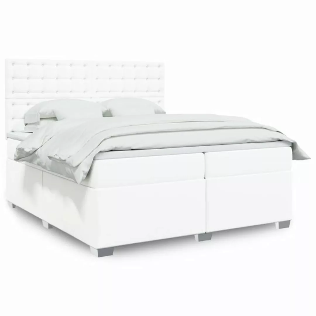 furnicato Bettgestell Boxspringbett mit Matratze Weiß 200x200 cm Kunstleder günstig online kaufen