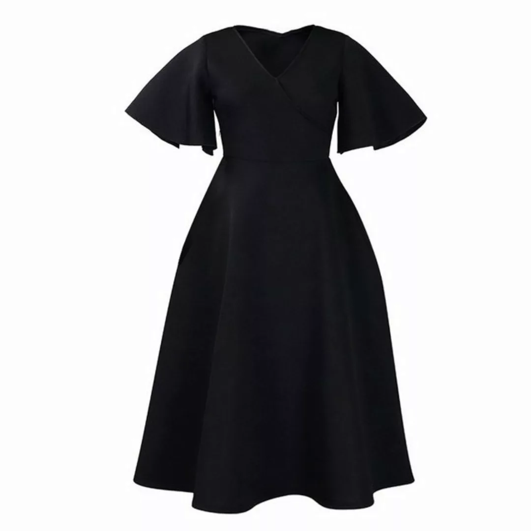 KIKI Zipfelkleid Kleid mit ausgestelltem Rock und Glockenärmeln und V-Aussc günstig online kaufen