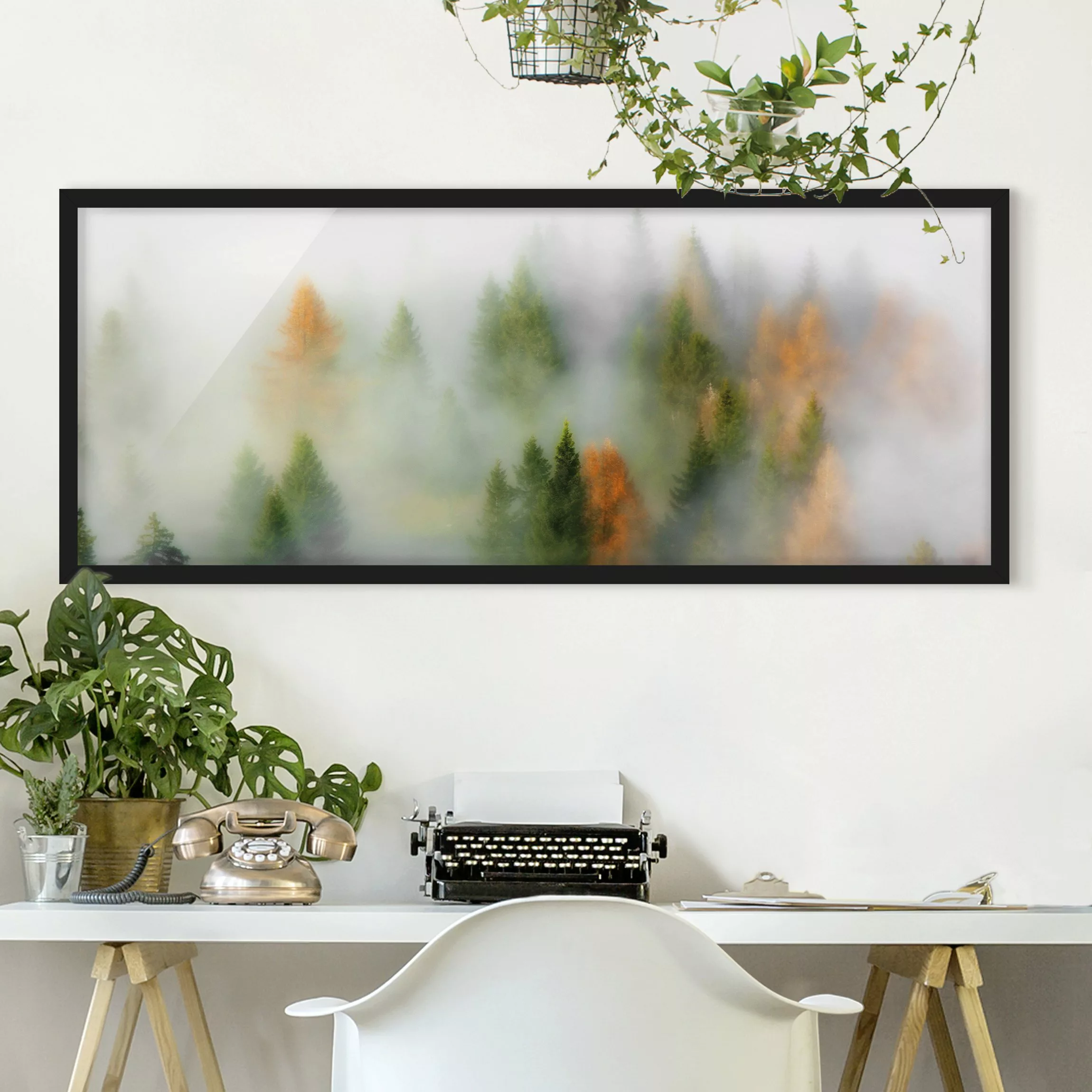Bild mit Rahmen Natur & Landschaft - Panorama Nebelwald im Herbst günstig online kaufen
