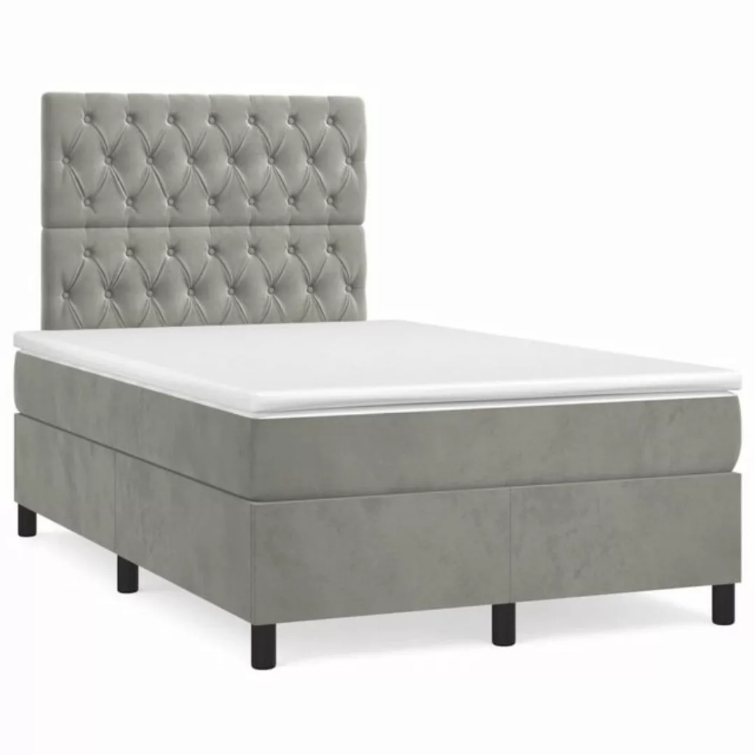 furnicato Bett Boxspringbett mit Matratze Hellgrau 120x200 cm Samt günstig online kaufen