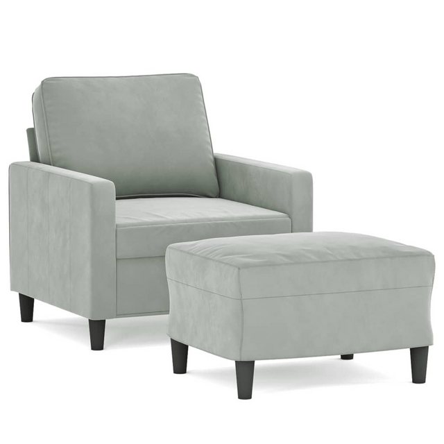 vidaXL Sofa Sessel mit Hocker Samt, Hellgrau günstig online kaufen