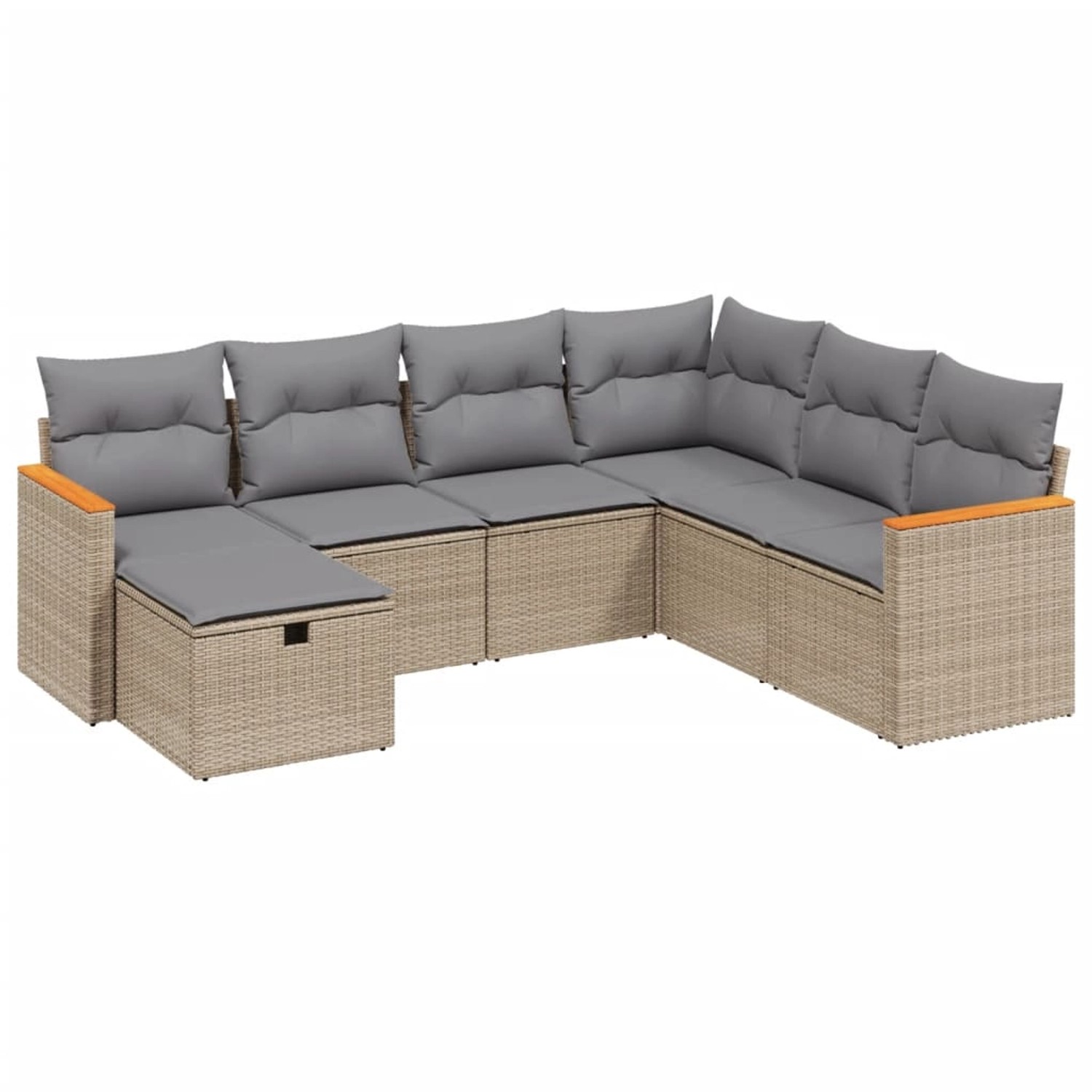 vidaXL 7-tlg Garten-Sofagarnitur mit Kissen Beige Poly Rattan Modell 194 günstig online kaufen