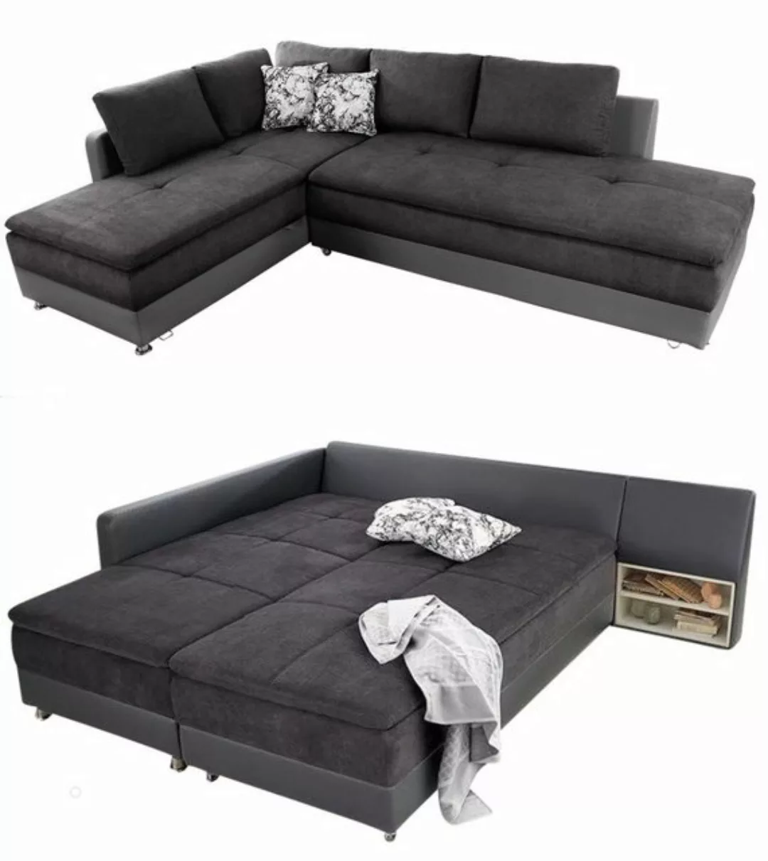 luma-home Ecksofa 15106, Dauerschläfer 306x223 cm, Schwenkteil rechts, Bett günstig online kaufen