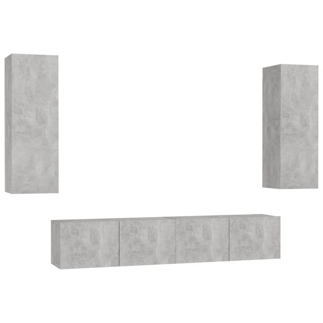 furnicato TV-Schrank 4-tlg. TV-Schrank-Set Betongrau Holzwerkstoff (1-St) günstig online kaufen