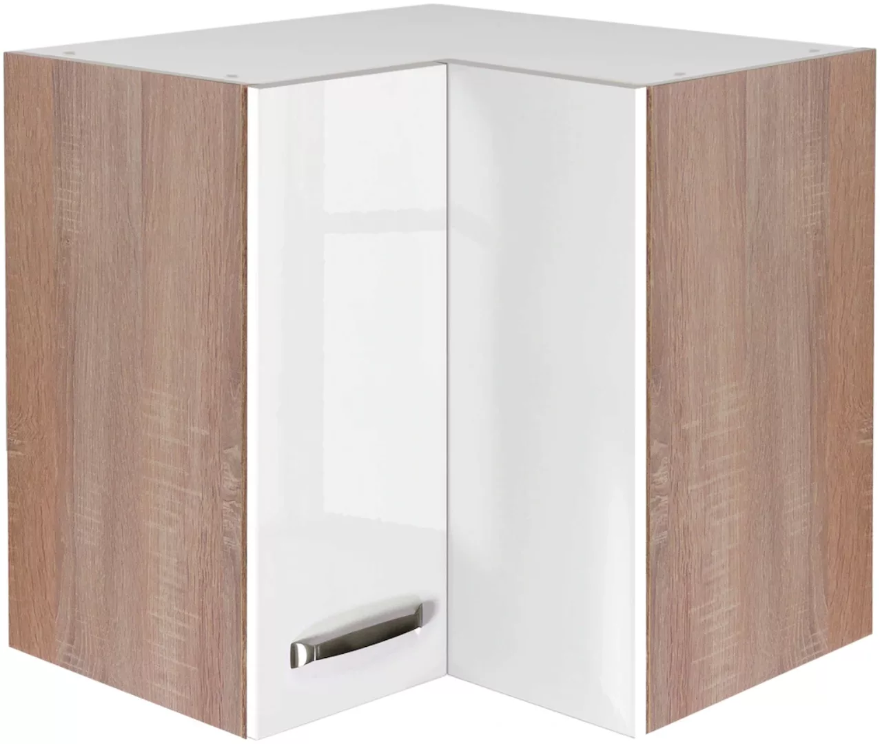 Flex-Well Exclusiv Eck-Hängeschrank Valero 60 cm x 60 cm Hochglanz Weiß günstig online kaufen