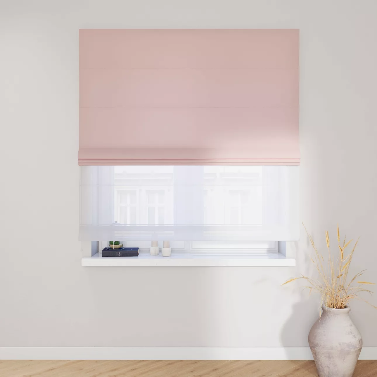 Dekoria Doppelraffrollo Duo, puderrosa, 120 x 150 cm günstig online kaufen